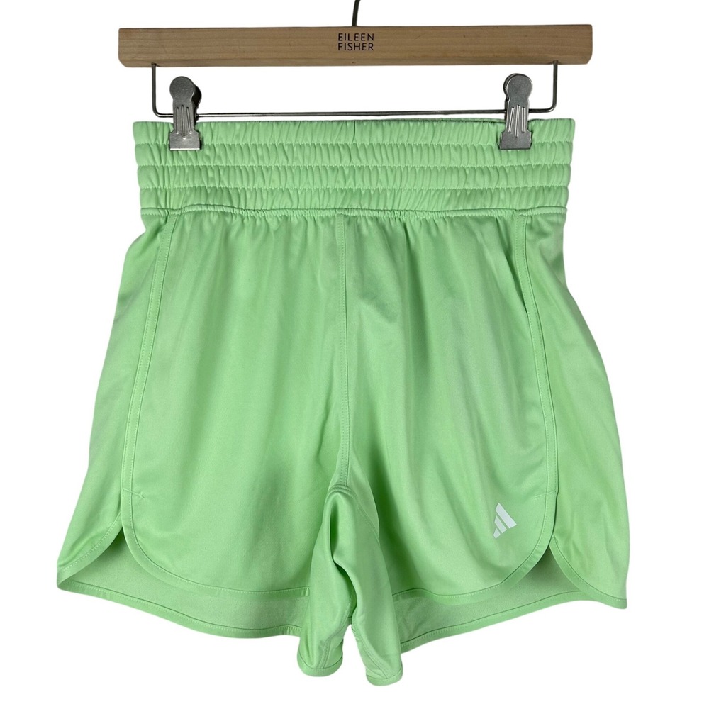 Adidas Pacer Essential High Rise Running Shorts Lime Green Womens XS NWT